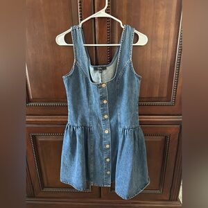 Lulu's Medium Wash Denim Tank Dress with Front Buttons
